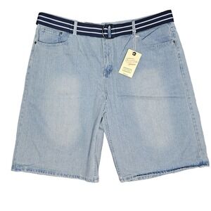 Brooklyn Express Men's Denim Shorts Size 46 Bleach Blast Embroidered Pockets